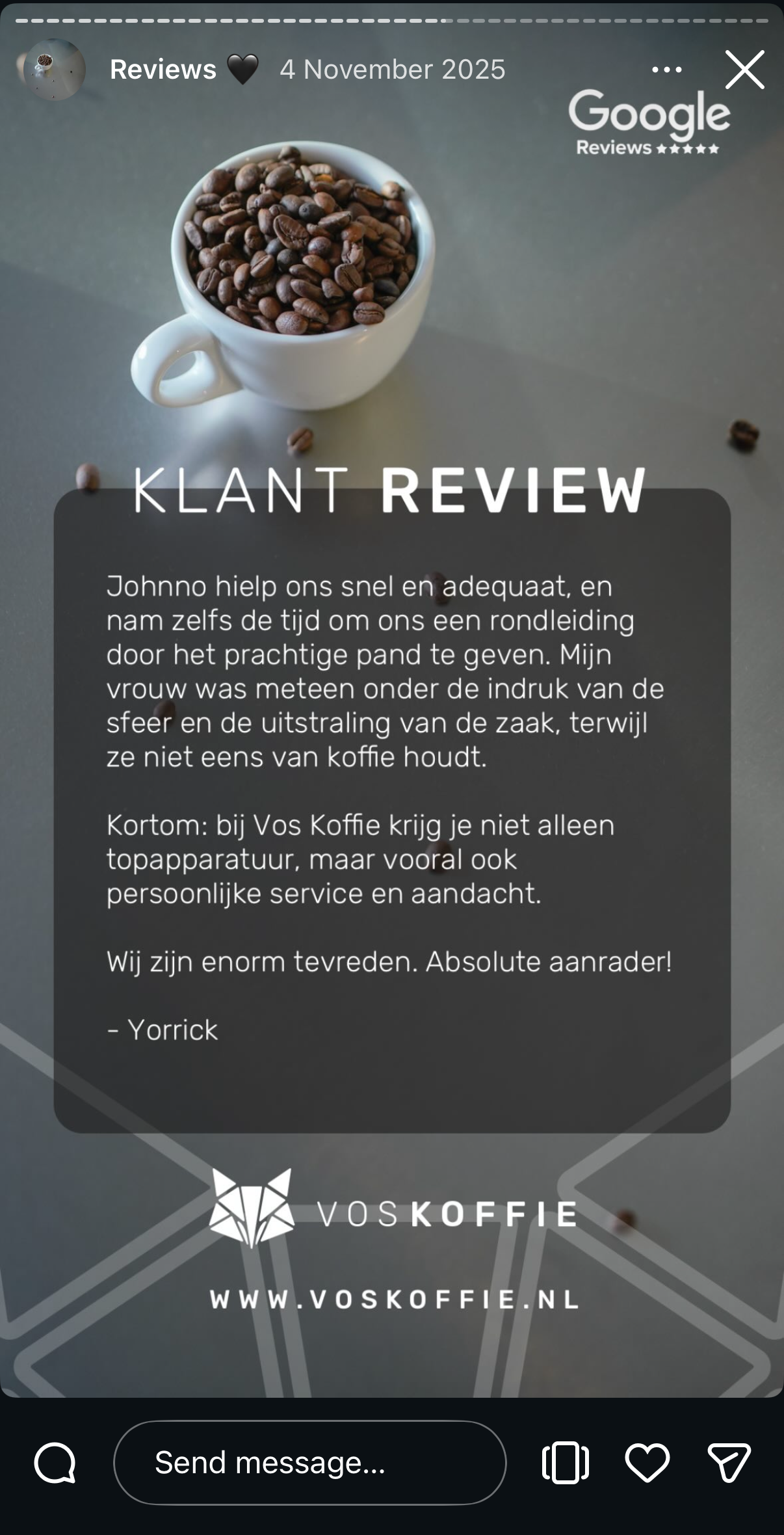 Vos Koffie - Google Reviews Instagram