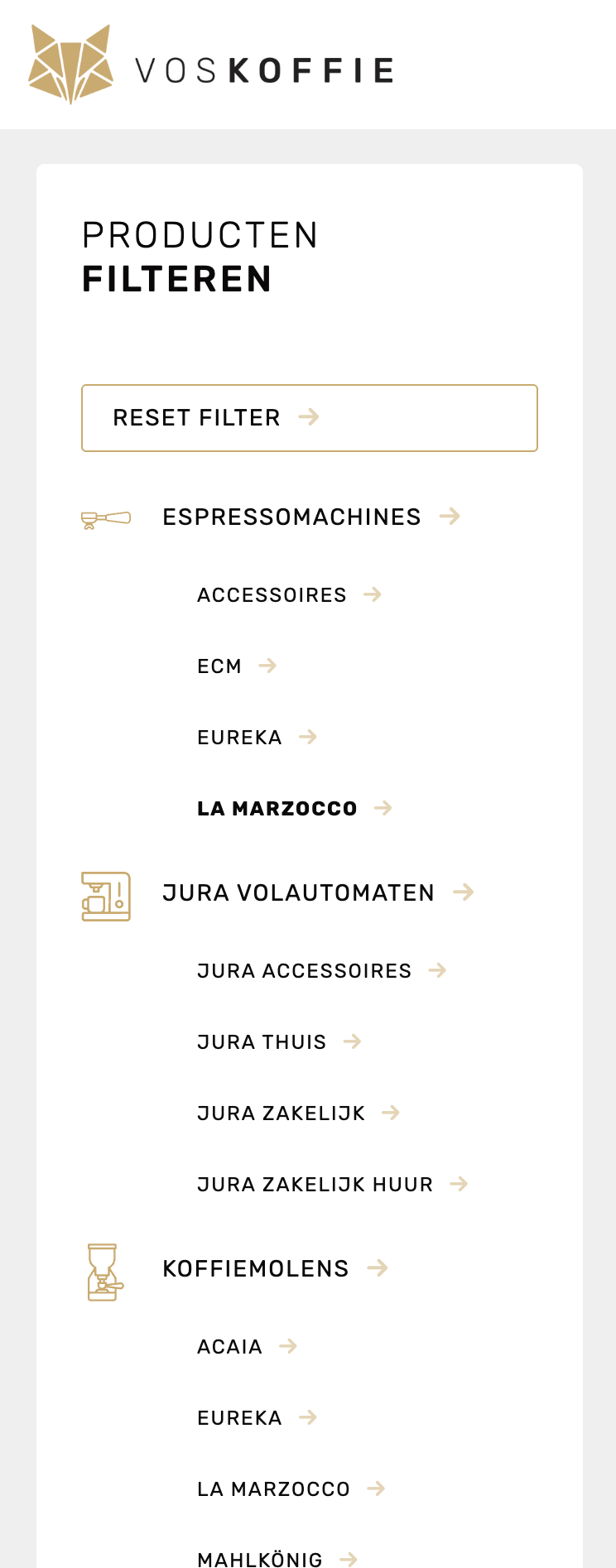 Vos Koffie - Webshop Filter - After